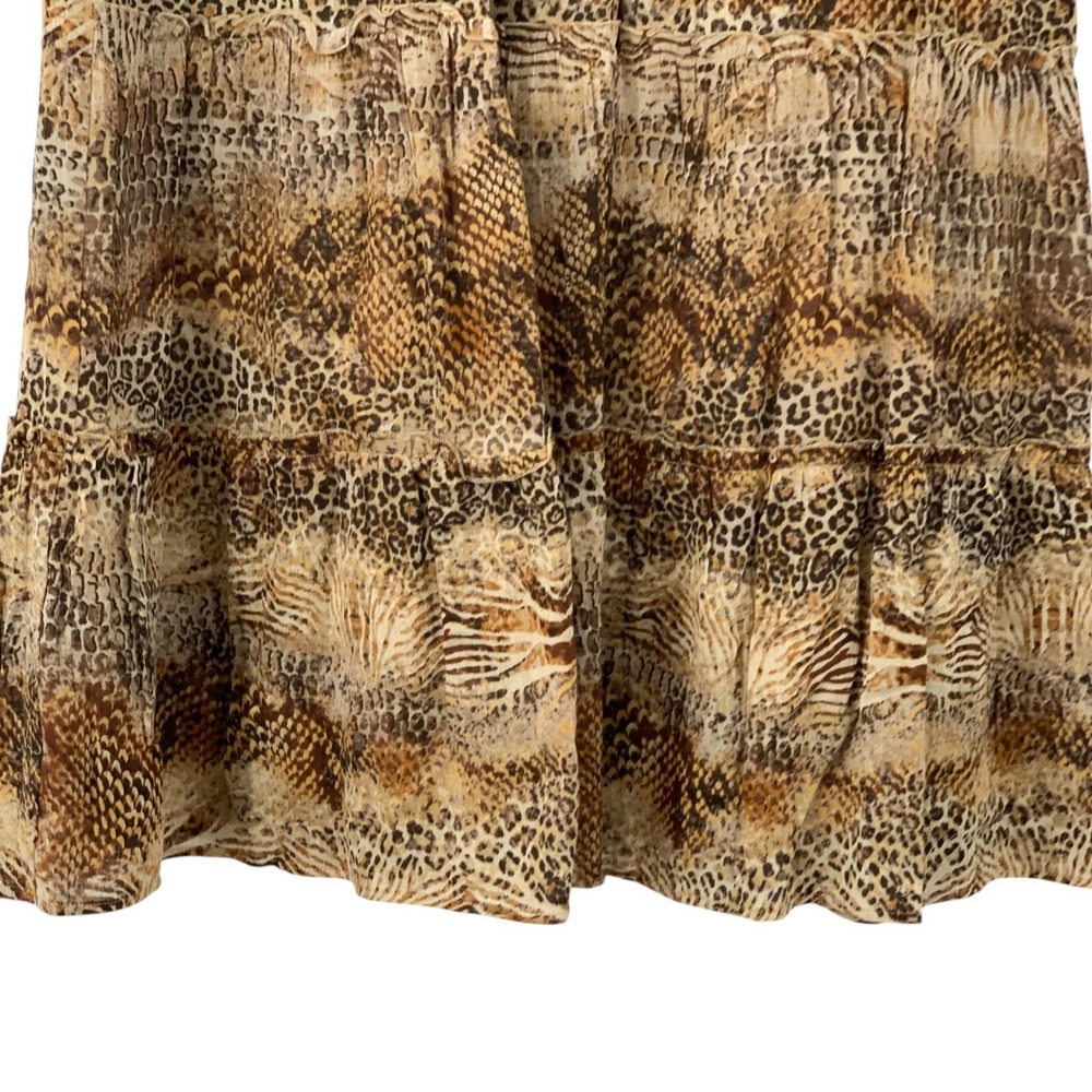 Chicos Long Tiered Pull-On Lined Maxi Skirt Animal Print Boho Brown Size 2/Large - Picture 5 of 7